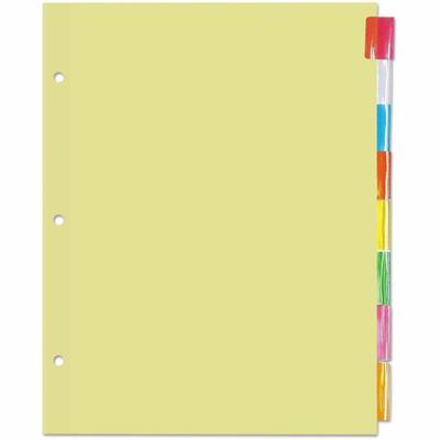 Universal Insertable Tab Index, 8-Tab, 11 x 8.5, Buff, Assorted Tabs, 24 Sets - 24 x Divider(s) - 8 Blank Side Tab(s) - 8.5" Divider Width x 11" Divider Length - Letter - 3 Hole Punched - Buff Paper Divider - Assorted Plastic Tab(s) - 0% - Customizab