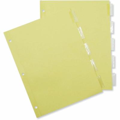 Universal Insertable Tab Index, 5-Tab, 11 x 8.5, Buff, Clear Tabs, 24 Sets - 24 x Divider(s) - 5 Blank Side Tab(s) - 8.5" Divider Width x 11" Divider Length - Letter - 3 Hole Punched - Buff Paper Divider - Clear Plastic Tab(s) - 0% - Customizable, My