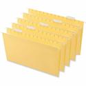 Universal 1/5 Tab Cut Legal Hanging Folder - Assorted Tab Position - 11 pt. - Stock - Yellow - 25 / Box