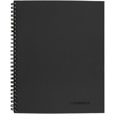 Cambridge Limited Business Notebooks - 80 Sheets - Wire Bound - Legal Ruled Front Ruling - 0.28" Ruled - 20 lb Basis Weight - 8 1/4" x 11" Sheet Size - Black Binding - Black Linen Cover - Perforated, Durable, Easy Tear, Flexible Cover, Subject, Bond 