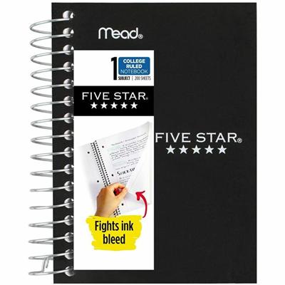 Mead Five Star Fat Lil' Wirebound Notebook - 200 Pages - Plain - Coilock - 4" x 5 1/2" Sheet Size - Assorted Poly Cover - Perforated, Durable Cover, Easy Tear - 1 Each