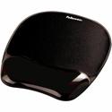 Fellowes Crystals Gel Mousepad Wrist Support Black - 0.56" Height x 7.94" Width x 9.06" Depth - Black - Gel - 1 Each