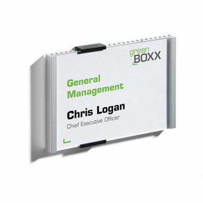 DURABLE Info Sign 149x105.5 mm - 5.9" Width x 4.2" Height - Rectangular Shape - Wall Mountable, Door-mountable - Anti-glare - Indoor - Acrylic, Aluminum - Silver - 1 Each