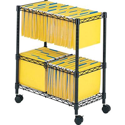 Safco 2-Tier Rolling File Cart - 300 lb Load Capacity - 4 Casters - Steel - 25.75" Width x 14" Depth x 29.75" Height - Black - 1 Each