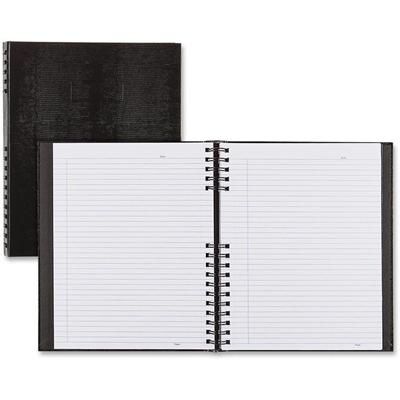 Blueline NotePro Twin-wire Composition Notebook - 300 Sheets - Twin Wirebound - 11" x 8 1/2" Sheet Size - 9.50" Height x 15" Width x 12" Length - Black Cover - Hard Cover, Micro Perforated, Index Sheet, Self-adhesive, Pocket - Recycled - 1 Each
