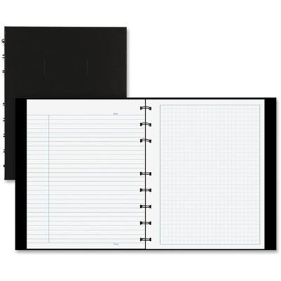Blueline NotePro Ruled Notebook - Julian Dates - Daily - 7:00 AM to 8:00 PM - Half-hourly - 7 5/8" x 9 1/2" Sheet Size - Twin Wire - White - Paper - Black Cover - Micro Perforated, Index Sheet, Tabbed, Pocket, Hard Cover - 1 Each