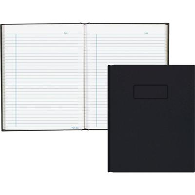 Blueline Hardbound Business Books - 96 Sheets - 192 Pages - Perfect Bound - Ruled Blue Margin - 9 1/4" x 7 1/4" Sheet Size - White Paper - Black Cover - Hard Cover, Self-adhesive, Index Sheet - Recycled - 1 Each