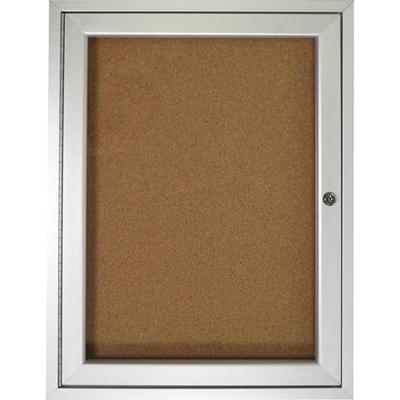 Ghent 1-door Enclosed Indoor Bulletin Board - 36" Board Height x 24" Board Width - Cork Surface - Shatter Resistant - 1 Each