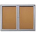 Ghent 2-Door Enclosed Bulletin Board - 48" Board Height x 36" Board Width - Cork Surface - Shatter Resistant - 1 Each