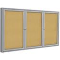 Ghent 3-Door Enclosed Indoor Bulletin Board - 36" Board Height x 72" Board Width - Cork Surface - Shatter Resistant, Self-healing - Satin Aluminum Frame - 1 Each