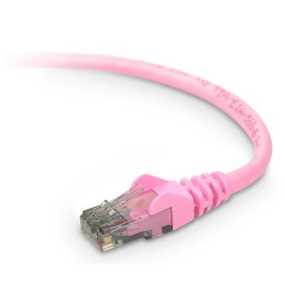 Belkin RJ45 Category 6 Snagless Patch Cable - 15 ft Category 6 Network Cable - First End: 1 x RJ-45 - Male - Second End: 1 x RJ-45 - Male - Patch Cable - Pink - 1 Each
