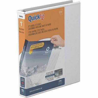QuickFit View Binder, 3-Ring Binder, Angle D Ring, 1 Inch, White - 1" Binder Capacity - Letter - 8 1/2" x 11" Sheet Size - 225 Sheet Capacity - 3 x 1" Ring(s) - Fastener(s): D-Ring - Polypropylene - White - Recycled - Clear Overlay - 1 Each