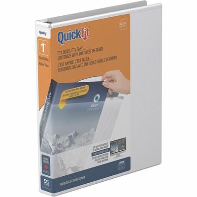 QuickFit Clear-View Binder, 3-Ring Binder, Round Ring, 1 Inch, White - 1" Binder Capacity - Letter - 8 1/2" x 11" Sheet Size - 200 Sheet Capacity - 3 x 1" Ring(s) - Fastener(s): Round Ring - Pocket(s): Internal - Polypropylene - White - Recycled - Ea