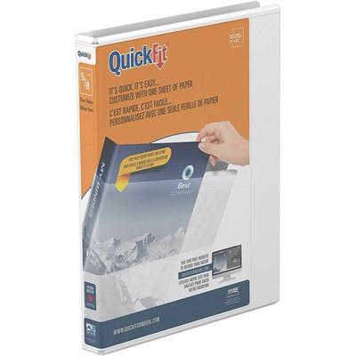 QuickFit View Binder, 3-Ring Binder, Angle D Ring, 5/8 Inch, White - 5/8" Binder Capacity - Letter - 8 1/2" x 11" Sheet Size - 150 Sheet Capacity - 3 x 0.63" Ring(s) - Fastener(s): D-Ring - Pocket(s): Internal - Polypropylene - White - Recycled - Cle