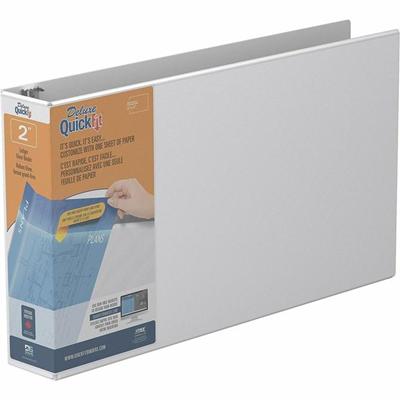 QuickFit Heavy-Duty Landscape 3-Ring Binder, D-Ring, View Binder, 2 Inch, White - 2" Binder Capacity - 11" x 17" Sheet Size - 475 Sheet Capacity - 3 x 2" Ring(s) - Fastener(s): D-Ring - Pocket(s): Internal - Polypropylene - White - Recycled - Clear O