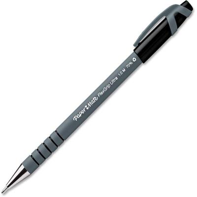 Paper Mate Flexgrip Ultra Recycled Pens - Medium Pen Point - Black Ink - Black Rubber Barrel - 1 Dozen