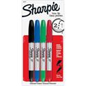 Sharpie Twin-Tip Markers - 1 mm Ultra Fine, 0.3 mm Fine Marker Point - Black, Red, Blue, Green Ink - Alcohol Based - 4 / Set