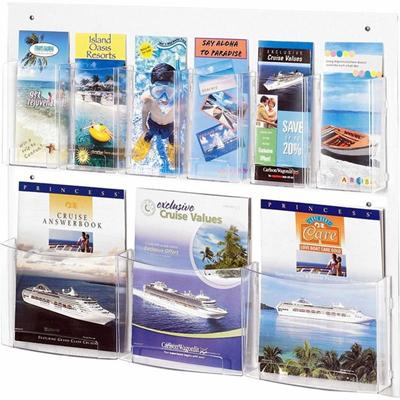 Safco Nine Compartment Magazine/Pamphlet Display - 9 Compartment(s) - Compartment Size : 7" x 2" x 9.12" - 23.50" Height x 28" Width x 3" Depth - Break Resistant - Clear - Polycarbonate, Polyethylene - 1 Each