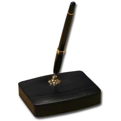 Dacasso Single Pen Stand - Leather - Black - 1 Each