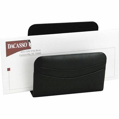 Dacasso Letter Holder - 5" Height x 2.3" Width x 5.5" Length - Leather - Black - 1 Each