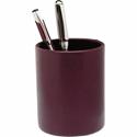 Dacasso Pencil Cup - Leather - Black, Burgundy - 1 Each