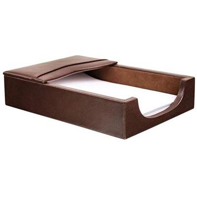 Dacasso Leather Memo Holder - 4" Height x 6" Width - Leather - Brown - 1 Each