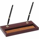 Dacasso Double Pen Stand - 5.4" Height x 11.1" Width x 1" Depth - Leather - 1 Each