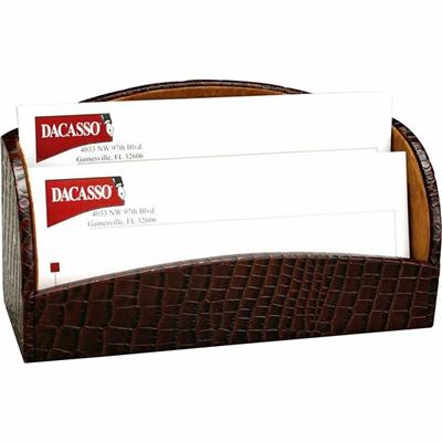 Dacasso Letter Holder with 2 Slots - Leather - Brown - 1 Each