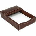 Dacasso Rustic Leather Double Legal-Size Trays - 1.8" Height x 4.8" Width x 7" Depth - Leather - Brown - 1 Each