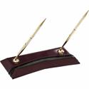 Dacasso Double Pen Stand - Leather - Burgundy - 1 Each