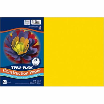Tru-Ray Heavyweight Construction Paper - Art, Craft - 18" Width x 12" Length - Yellow - Sulphite - 1 Pack