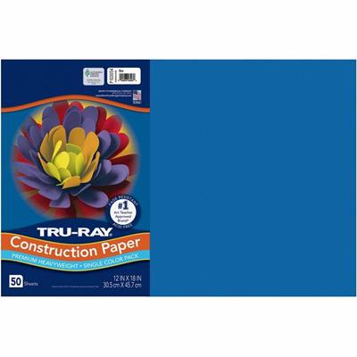 Tru-Ray Heavyweight Construction Paper - Art, Craft - 18" Width x 12" Length - Blue - Sulphite - 1 Pack