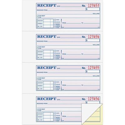 Adams Money/Rent Receipt Book - 200 Sheet(s) - Tape Bound - 2 Part - Carbonless Copy - 7.62" x 11" Sheet Size - White - 1 Each