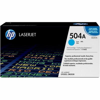 HP 504A (CE251A) Original Standard Yield Laser Toner Cartridge - Single Pack - Cyan - 1 Each - 7000 Pages