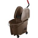 Rubbermaid Commercial Mop Bucket/Wringer Combination - 8.75 gal - Putty Knife Holder, Handle - 36.5" x 15.7" x 20.1" - Plastic, Steel - Brown - 1 Each
