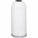 Safco Open Top Dome Waste Receptacle - 15 gal Capacity - 6" Opening Diameter - 34" Height x 15" Depth - Stainless Steel - White - 1 Each