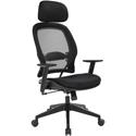 Office Star Professional Air Grid Chair with Adjustable Headrest - Mesh Seat Material - 5-star Base - Black - 1 Each