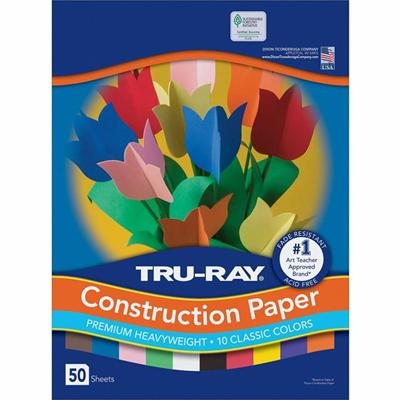 Tru-Ray Construction Paper - 12" Width x 9" Length - Assorted - Sulphite - 1 Pack