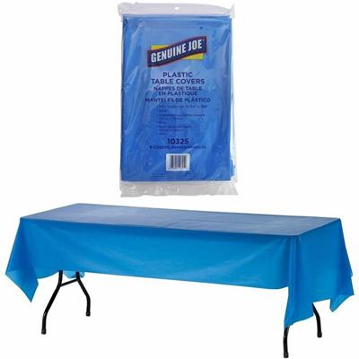 Genuine Joe Plastic Rectangular Table Covers - 108" Length x 54" Width - Plastic - Blue - 6 / Pack