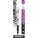 Zebra STEEL 3 Series M-301 Mechanical Pencil - 0.5 mm Lead - Refillable - Silver Stainless Steel, Black Barrel - 1 Each