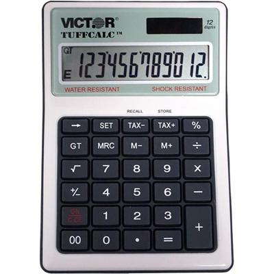 Victor 99901 TuffCalc Calculator - Extra Large Display, Angled Display, Water Proof, Shock Resistant, Battery Backup, 3-Key Memory, Independent Memory, Dual Power, Washable - Battery/Solar Powered - 1.8" Height x 4.6" Width x 6.5" Depth - White - 1 E