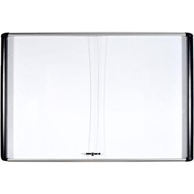 MasterVision Sliding Door Enclosed Board - 72" (6 ft) Width x 48" (4 ft) Height - Porcelain Steel Surface - Aluminum Frame - Rectangle - Magnetic - Scratch Resistant - Assembly Required - 1 Each
