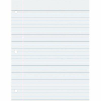 Pacon Ruled Composition Paper - Letter - 500 Sheets - Wide Ruled Front Ruling - 0.37" Ruled - Red Margin - Letter - 8 1/2" x 11" Sheet Size - White Paper - Hole-punched - 500 / Ream