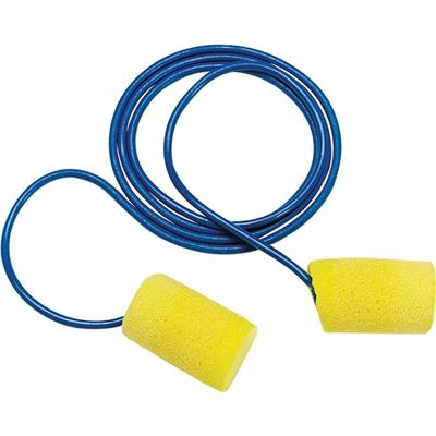 Aearo Corded Foam Earplugs - Noise Protection - Foam - Yellow - Moisture Resistant, Corded - 2/Pair - 200 / Box