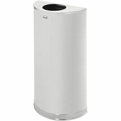 Rubbermaid Commercial 12 Gallon Half Round Steel Receptacle - 12 gal Capacity - Semicircular - 7" Opening Diameter - 32" Height x 18" Width x 9" Depth - Stainless Steel - Stainless Steel - 1 Each