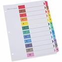 Universal Index Divider - 12 Printed Side Tab(s) - Digit - 1-12, Table of Contents - 8.5" Divider Width x 11" Divider Length - Letter - 3 Hole Punched - White Paper Divider - Assorted Paper Tab(s) - 30% Recycled - Double-sided, Mylar Reinforced Edge,
