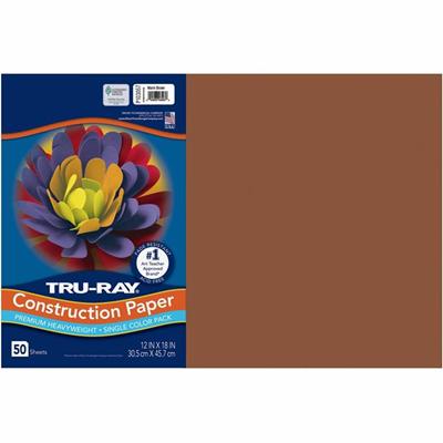 Tru-Ray Heavyweight Construction Paper - 0.50" Height x 18" Width x 12" Length - Brown - Sulphite - 1 Pack