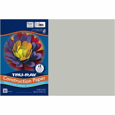 Tru-Ray Construction Paper - 18" Width x 12" Length - 76 lb Basis Weight - Gray - Sulphite - 1 Pack