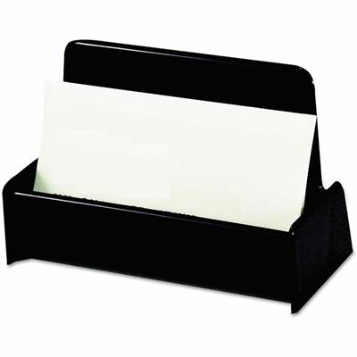 Universal Business Card Holder - Holds 50 x Card - Support 2" x 3.50" Media - 1.4" Height x 3.8" Width x 1.8" Depth - Plastic - Black - Durable - 1 Each