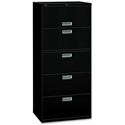 HON Brigade 600 H675 Lateral File - 67" Height x 30" Width x 18" Depth - Total Drawer(s): 5 - Finish: Black - 1 Each